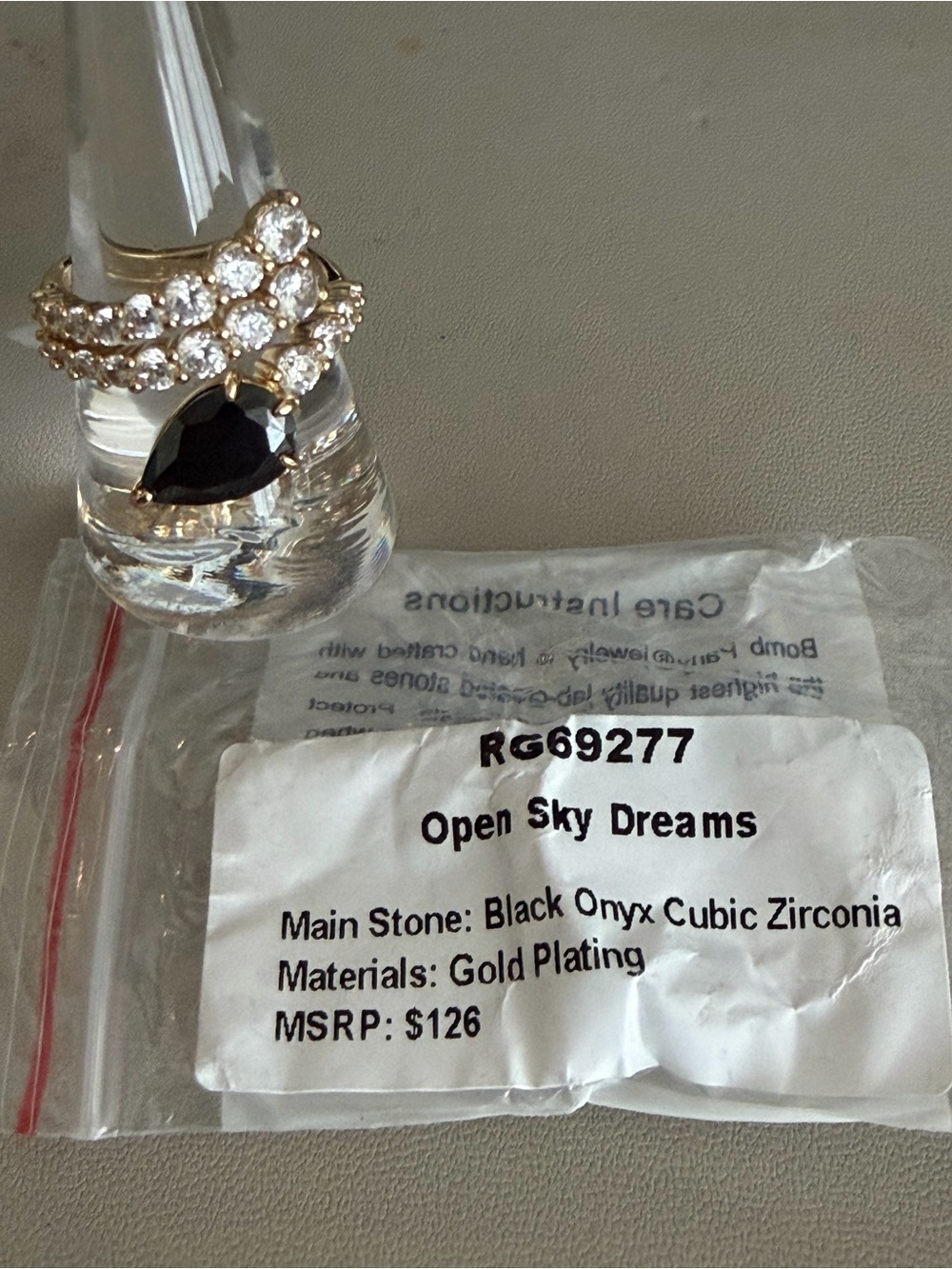 ✨ Bomb Party “Open Sky Dreams” Ring – Size 9 Black Onyx CZ ✨